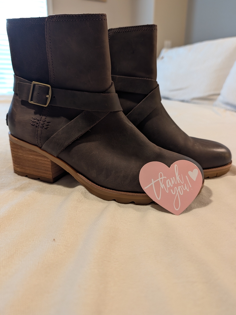 Sorel Brown Leather Ankle Boots with Buckle